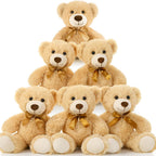 MorisMos Paquete de 6 osos de peluche a granel, osos de peluche pequeños de 14 pulgadas, bonitos osos de peluche para centro de mesa, baby shower, San Valentín, boda, cumpleaños, color marrón claro