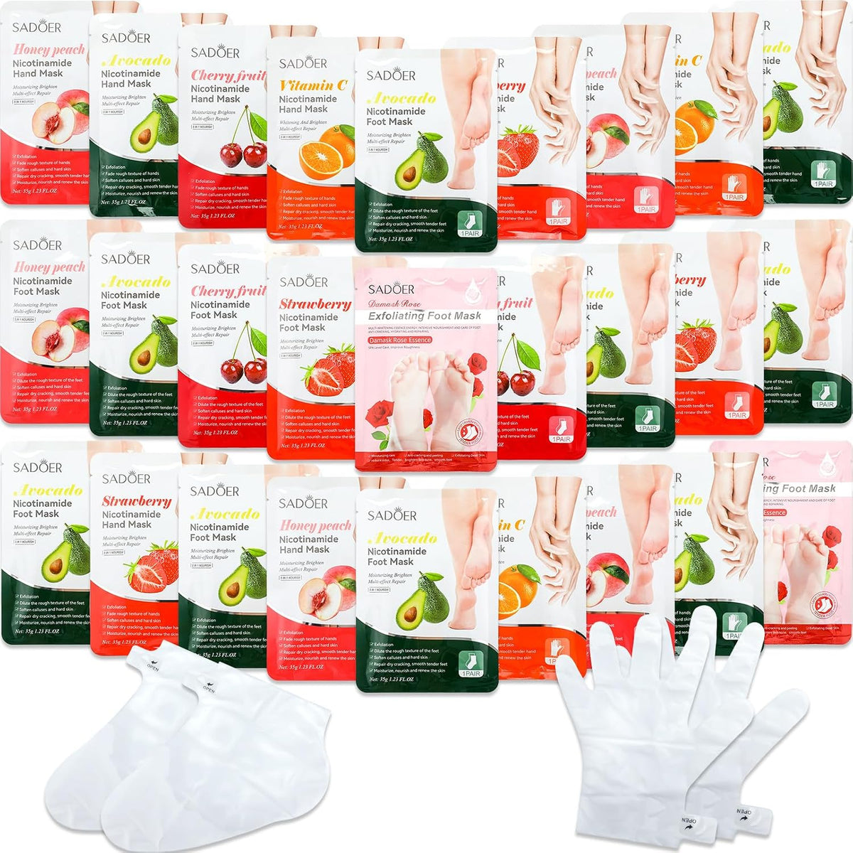 24 unidades de mascarillas de mano de belleza de frutas a granel