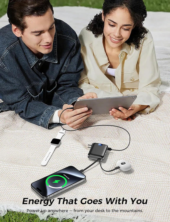 Sucrosey Cargador portátil con cables integrados y enchufe de pared...