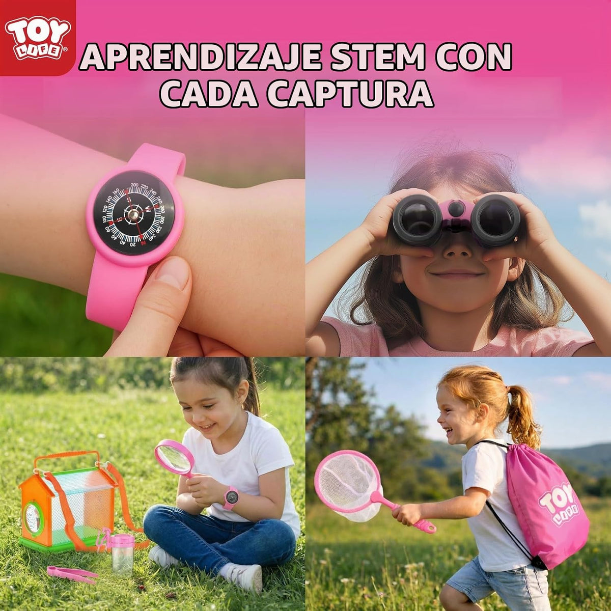 TOY Life Kit de explorador para niños con receptor de insectos para niños, kit de captura de insectos con juguetes de insectos, chaleco y sombrero de safari para niños, brújula, binoculares, lupa, juguetes educativos al aire libre, kit de aventura para ni