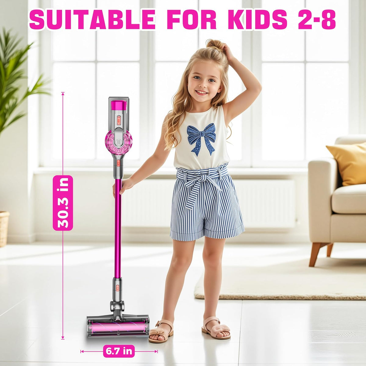 Aspiradora de juguete 4 en 1 para niños (rojo rosa)