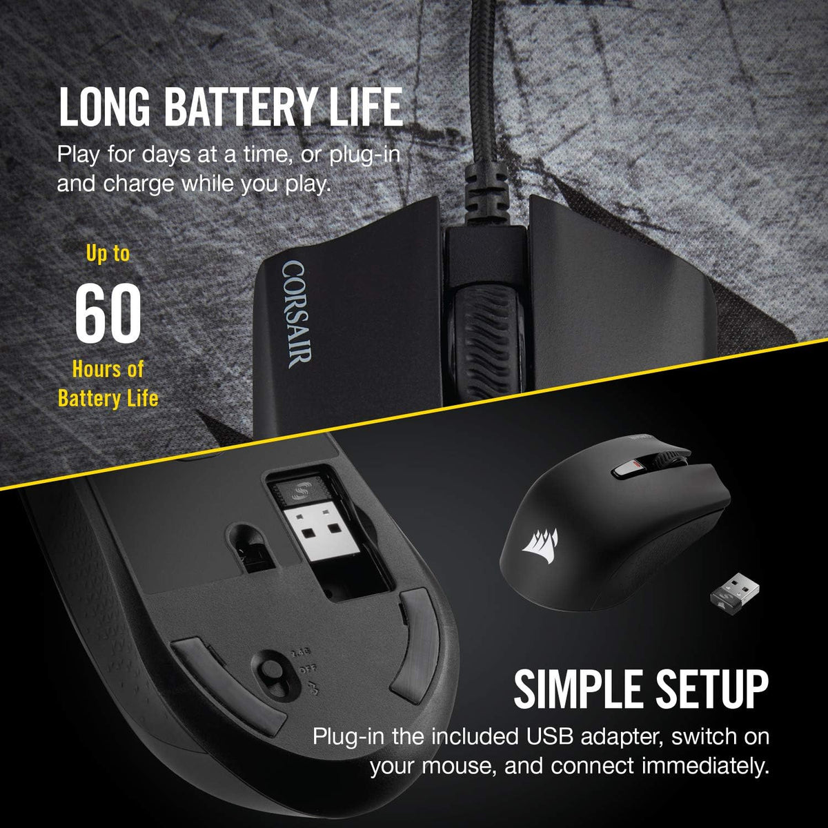 Corsair Harpoon - Ratón inalámbrico RGB ligero para juegos FPS/MOBA – 10,000 DPI – 6 botones programables – Bluetooth de baja latencia – Compatible con iCUE – PC, Mac, PS5, PS4, Xbox – Negro
