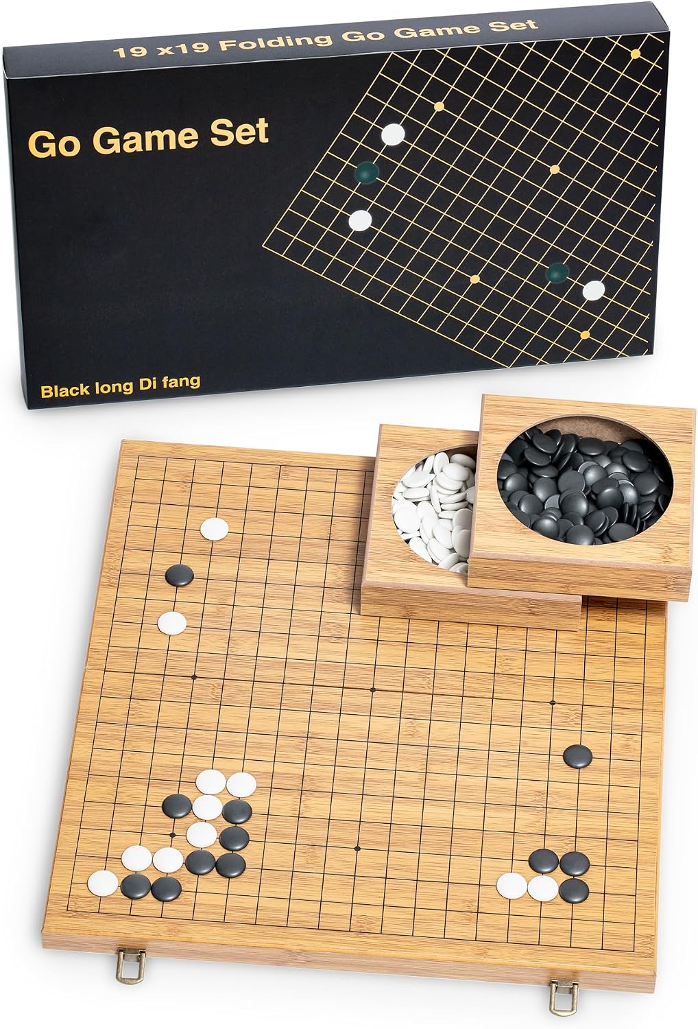 Juego plegable estándar Go - Juego de mesa de estrategia clásico (tablero weiqi19 x19), guía para principiantes de reglas básicas de ir.