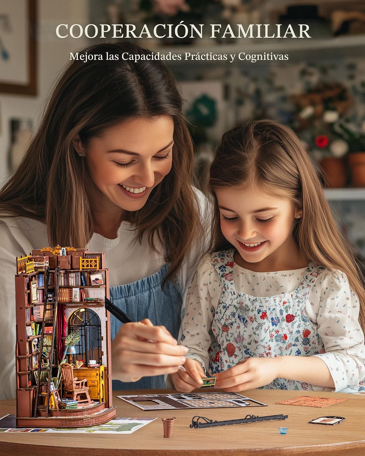 Rolife Kit de Rincón de Libros DIY Estudio de Esquina Silenciosa, Rompecabezas 3D Sujetalibros Británico Creativo Decoración de Estantería para Adultos, Kits en Miniatura de Casa Pequeña Kits de