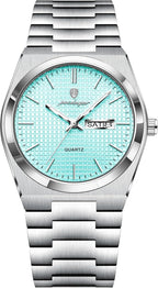 Poedagar Reloj de pulsera para hombre, moda de negocios, luminoso, impermeable, fecha, semana, reloj de acero inoxidable, informal, relojes de cuarzo para hombre