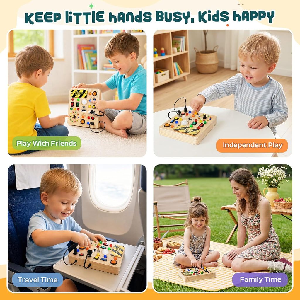 Tablero ocupado para niños pequeños, juguetes Montessori con interruptores