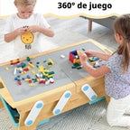 KidKraft Building Bricks Play N Store Wooden Table con 200+ Bricks, 3 Bins