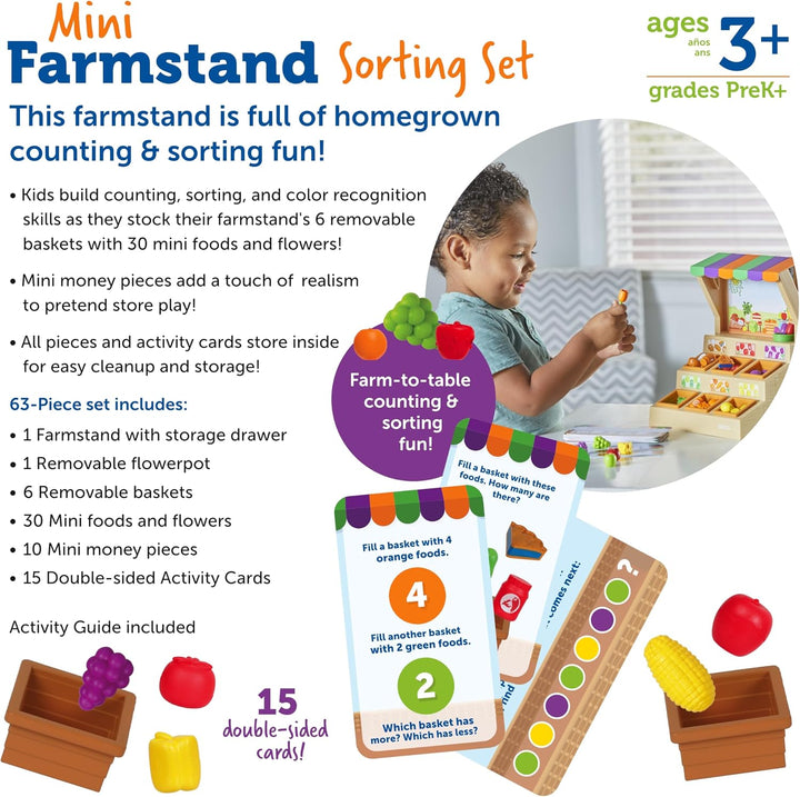 Learning Resources Mini Farmstand Juego de clasificación de la gran...
