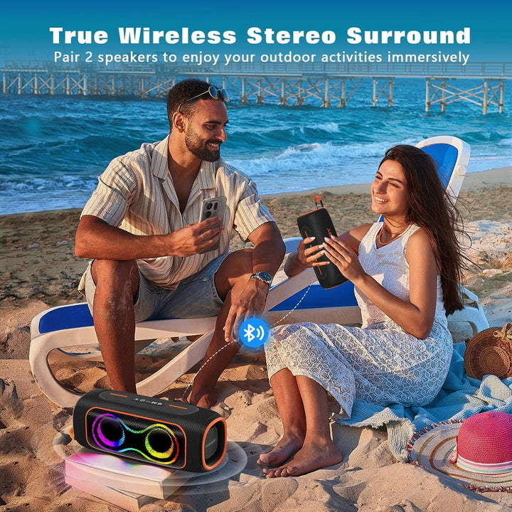 Musibaby Altavoz Bluetooth de 80 W, altavoz inalámbrico portátil co...