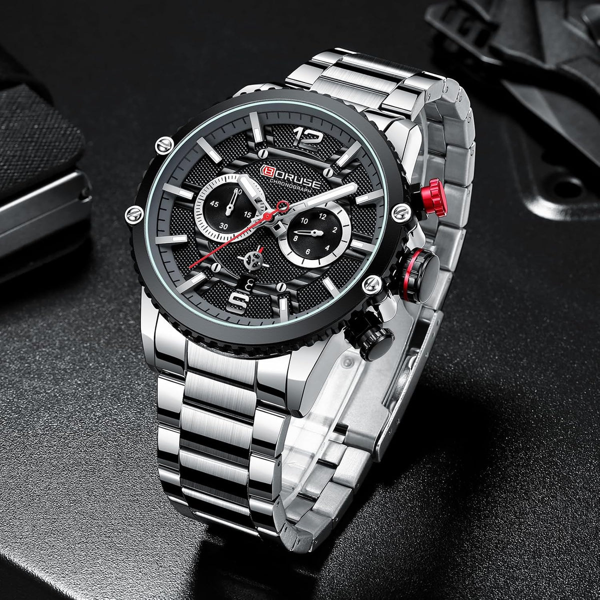 Relojes de Lujo para Hombre de Acero Inoxidable con Cronógrafo de Negocios