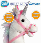 Stick Horse Unicorn | Palo de caballo de peluche hecho a mano, rosa/blanco
