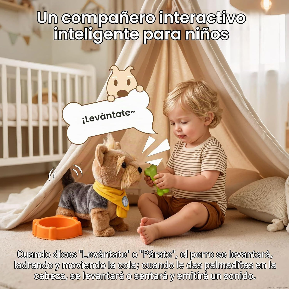 TUMAMA - Perro electrónico interactivo para caminar y ladrar para niños