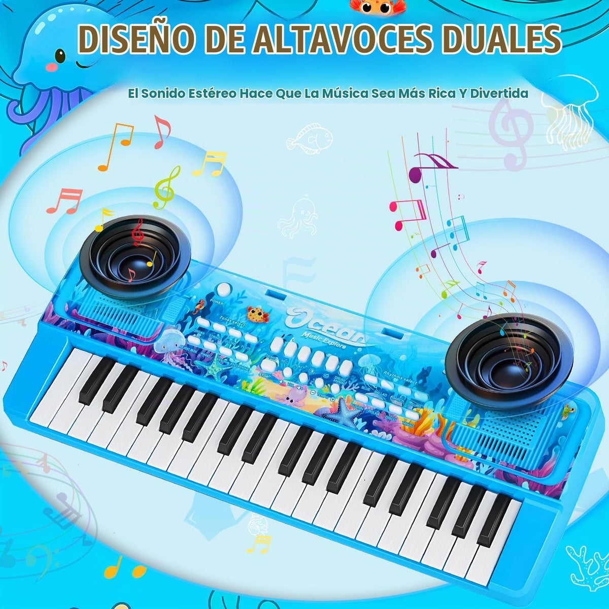Teclado De Piano De 37 Teclas Para Niños Con Micrófono Soporte De Música
