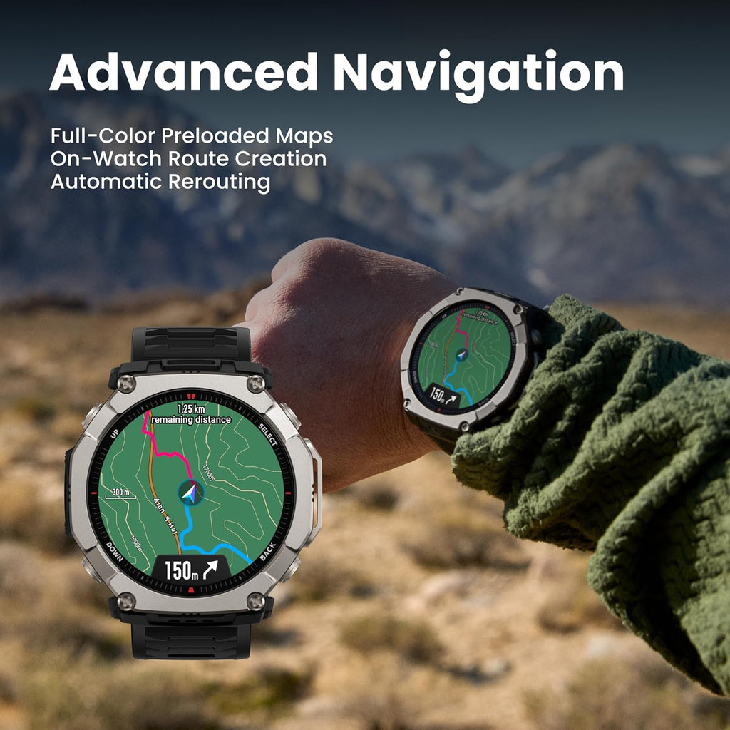 Amazfit Reloj inteligente T-Rex Ultra 2, cristal de zafiro AMOLED de 1.5"