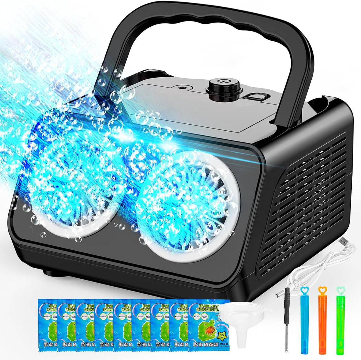 SHCKE Automatic Bubble Machine con 2 Fans,20000+ Bubbles/Min