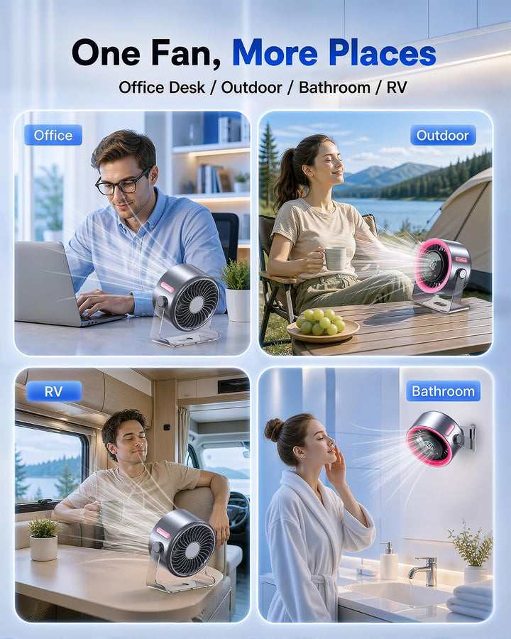 Coolhill Ventilador de escritorio pequeño, silencioso, recargable d...
