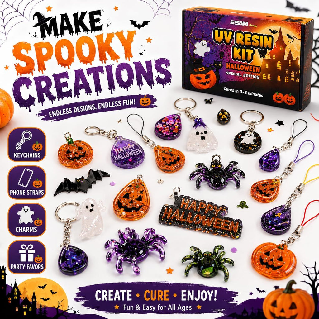 Lámpara ESAM Group Kit de joyería de resina UV de Halloween para niños