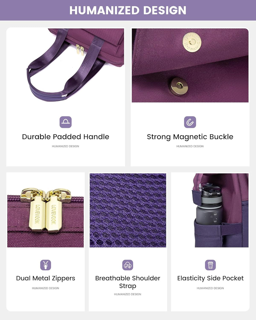 LOVEVOOK Mochila para laptop para mujer, mochila de trabajo convert...