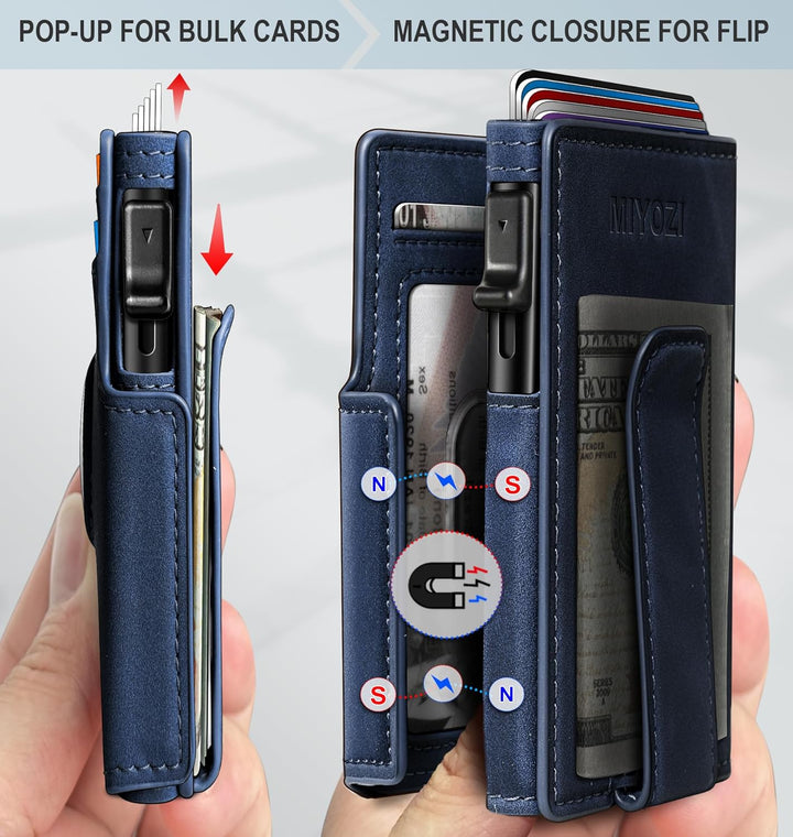 Miyozi - Billetera Airtag para hombre, con clip de dinero, estuche...