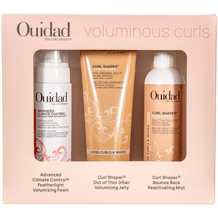 Ouidad Voluminous Curls Trio - Espuma voluminizadora de plumas, gel...