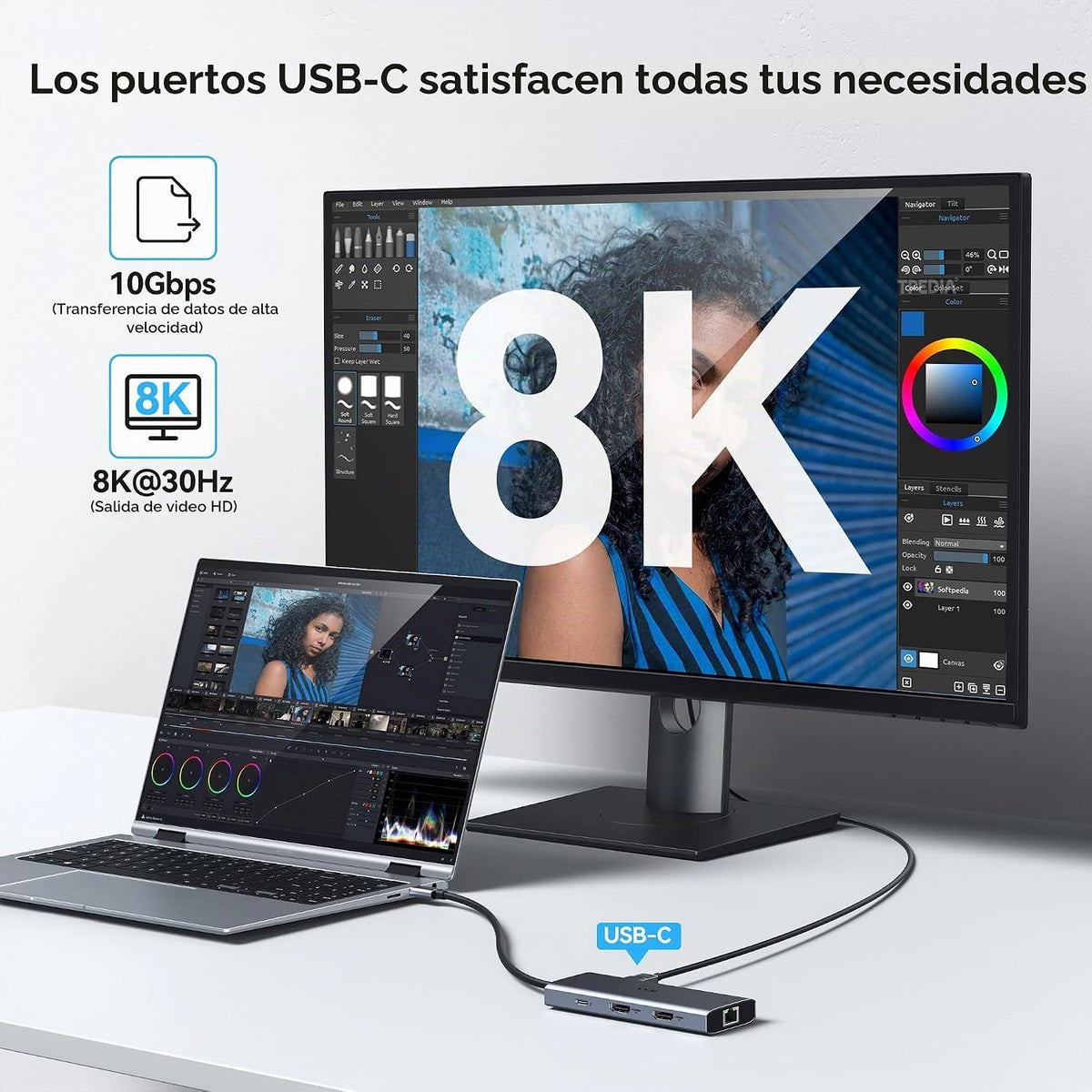 Estación de acoplamiento USB C Estación de acoplamiento para comput...
