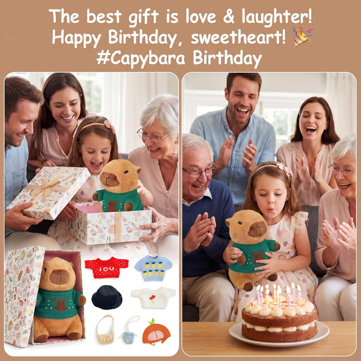 TITQWOP 10 piezas de juguete de capybara de peluche con 9 ropas y a...