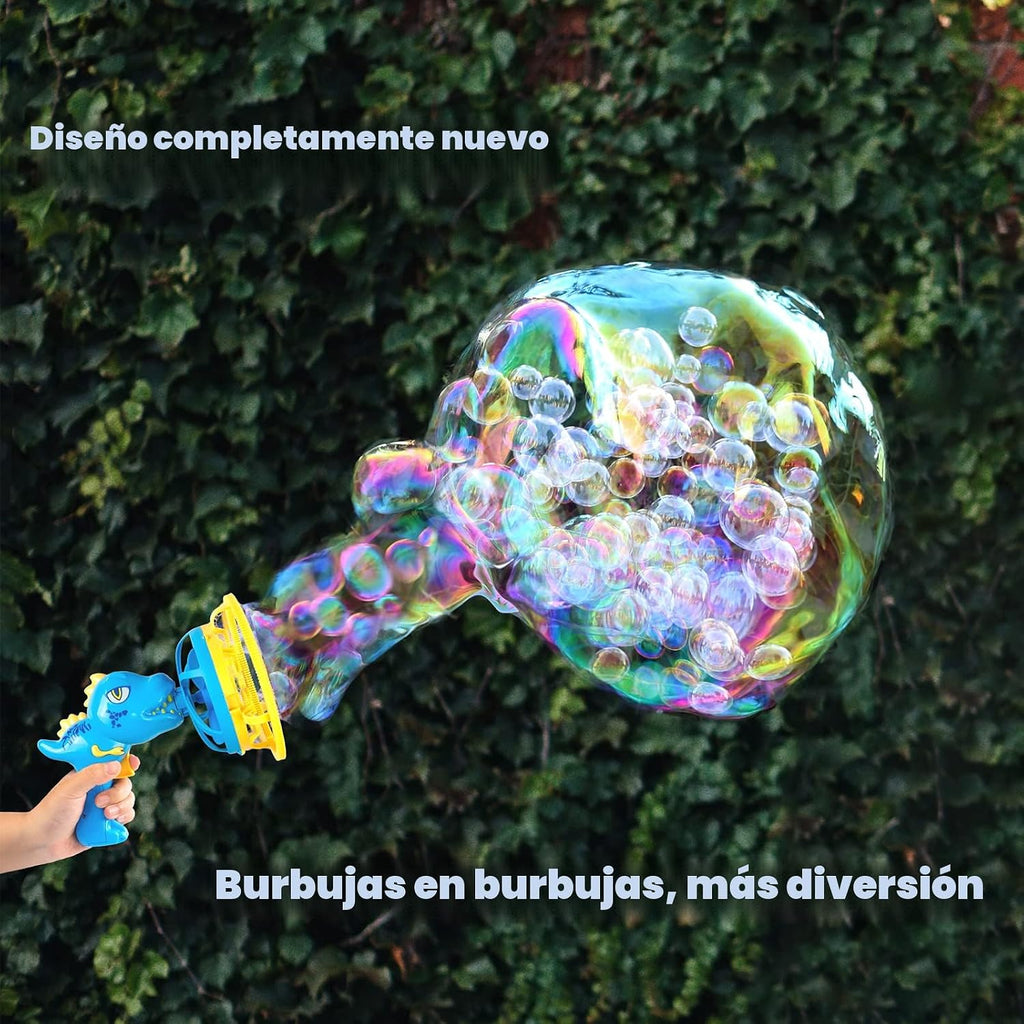Pistola de burbujas de dinosaurio para niños de 3 a 8 años, juguete