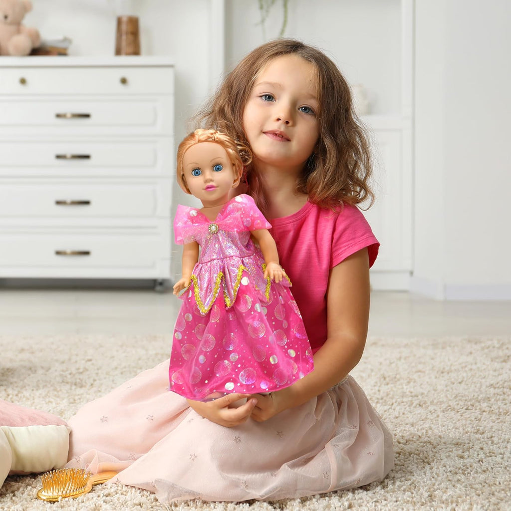 Set de 9 piezas de ropa para muñecas American Doll de 18 pulgadas, conjuntos de ropa para muñecas que incluyen 7 vestidos diferentes de princesas, diadema, lazo para el cabello, regalo de Navidad y cumpleaños para niñas