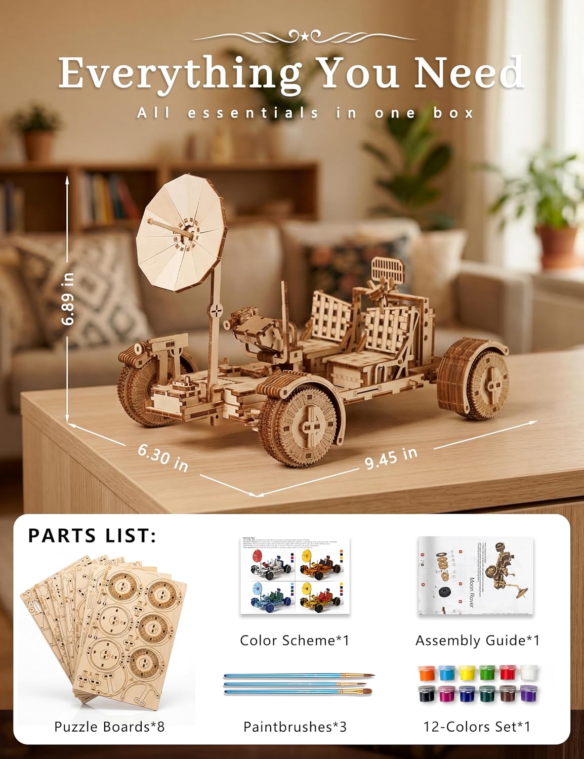 Rompecabezas de madera 3D para adultos Lunar Rover