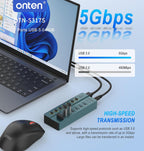 ONTEN, hub USB 3.0 de 7 puertos