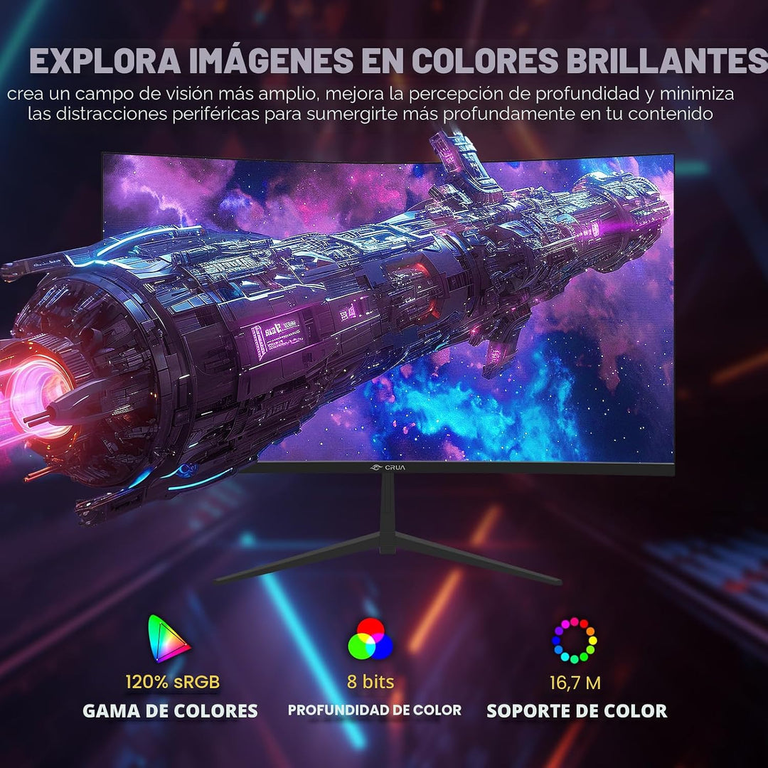 CRUA Monitor curvo FHD 200Hz para juegos de 32 pulgadas, 1800R, AMD...