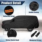 X AUTOHAUX - Funda de automóvil SUV para Chevrolet Tahoe de 4 puertas 2007-2024 al aire libre, impermeable, sol, lluvia, polvo, viento, nieve, protección 190T PU con cremallera para puerta del conductor, color negro