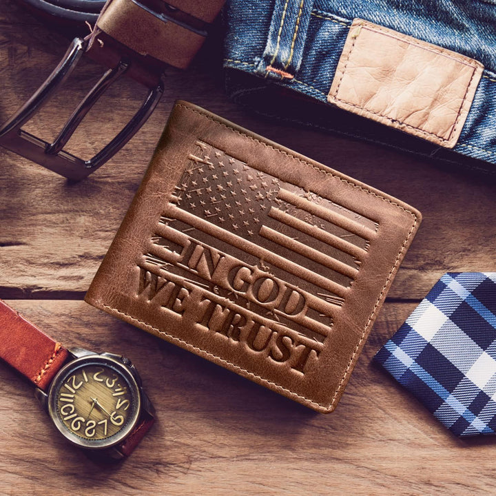 Cartera con bandera americana para hombre, "EN DIOS CONFIAMOS&#...