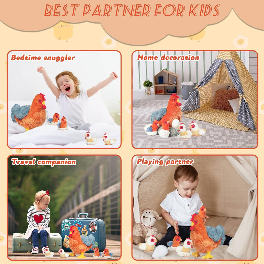 XYHQYB Juego de peluche de pollo 9 en 1, juguete de peluche de poll...