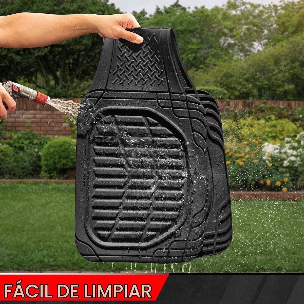 Motor Trend Premium FlexTough Alfombrillas de piso de goma para la parte trasera, alfombrillas universales de alta resistencia para todo tipo de clima, con ajuste personalizado para coches, sedanes
