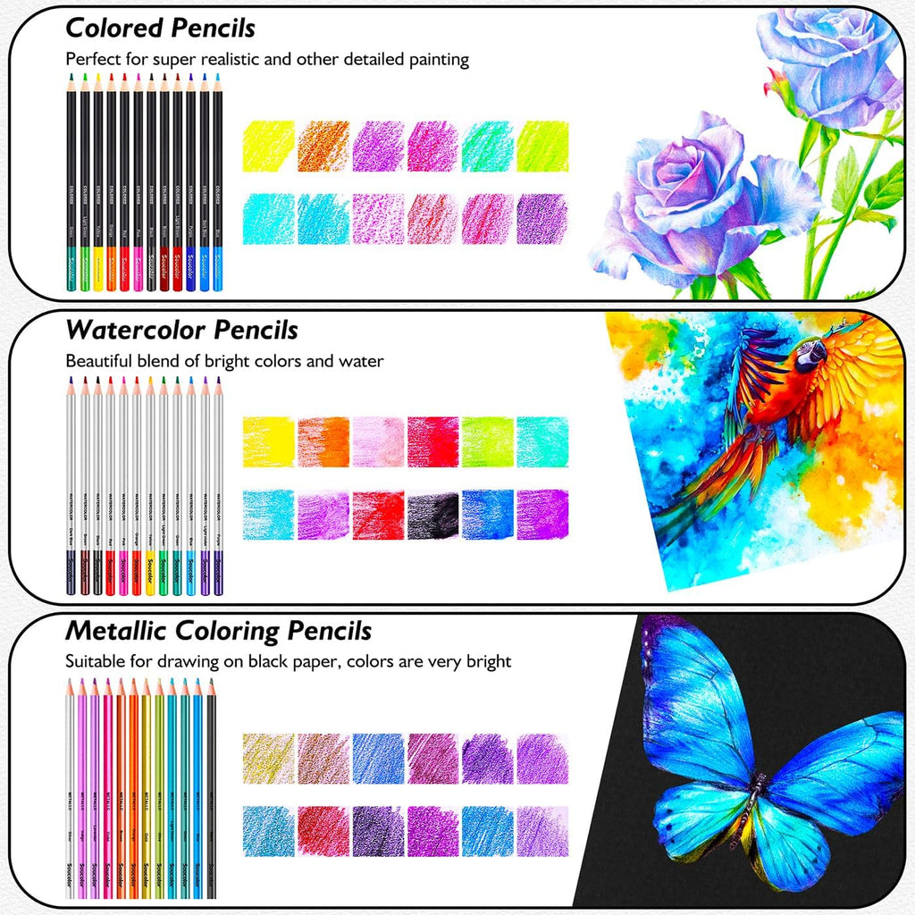 Soucolor Kit de dibujo de 76 piezas de suministros de arte, juego de