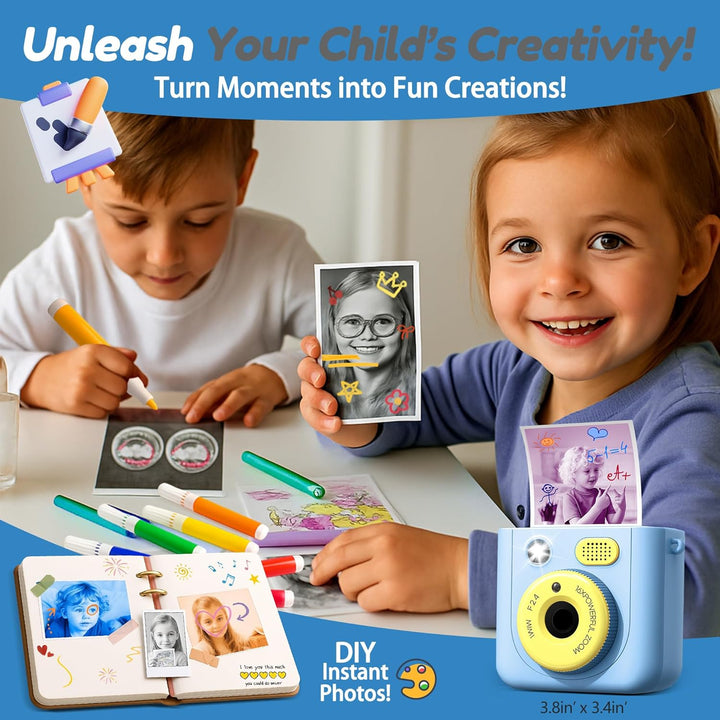 ROHSCE Cámara de impresión instantánea para niños, cámara digital H...