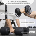 Nuobell S 5100 - Mancuernas ajustables, 5-100 libras, juego de 2 pesas