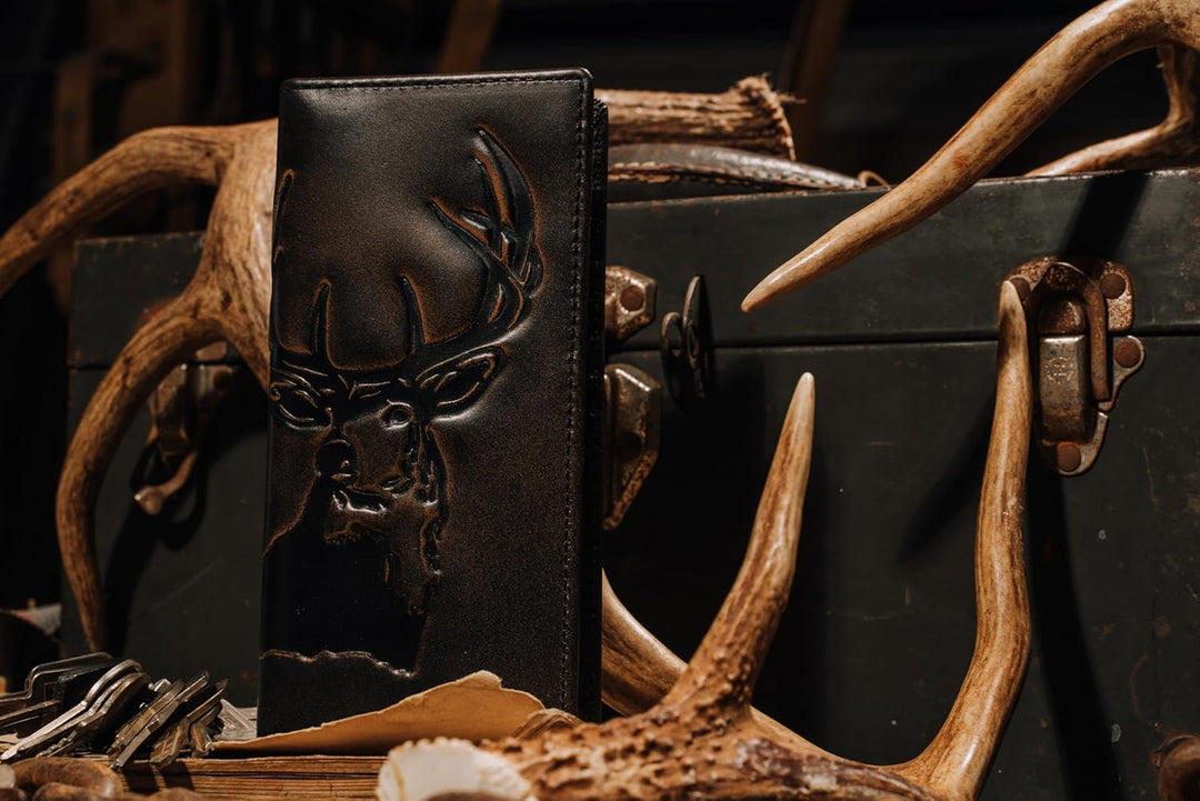 House of Jack Co. Cartera larga plegable de ciervo para hombres y h...