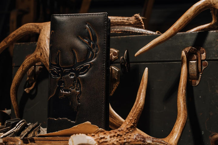 House of Jack Co. Cartera larga plegable de ciervo para hombres y h...