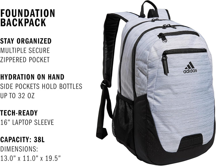 Mochila adidas Foundation para laptop, funda para libros, mochila g...