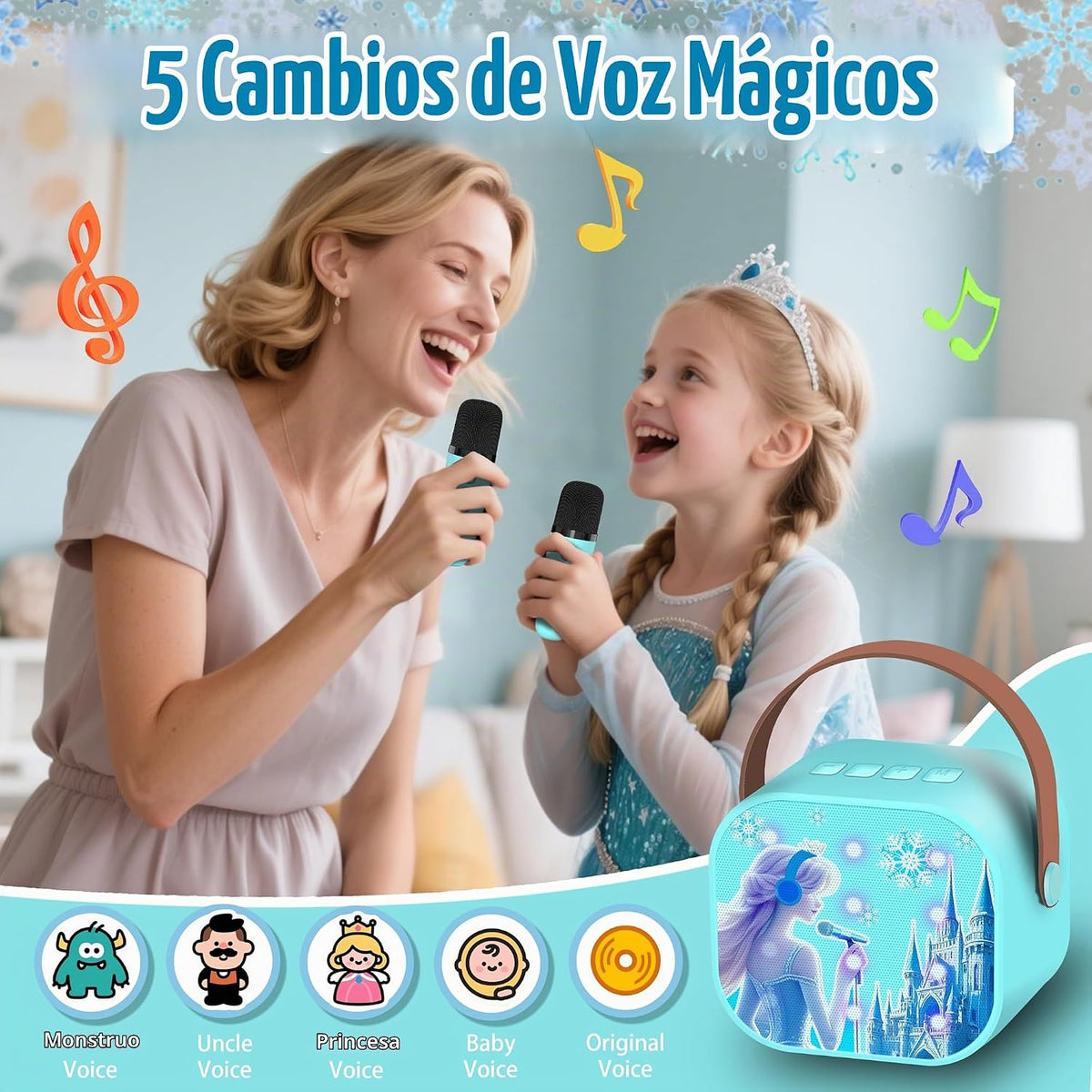Juguetes de Frozen para niñas, mini máquina de karaoke para niños, juguetes de princesa, 3, 4, 5, 6, 7, 8, 9, 10 años, regalos de cumpleaños, juguetes para niños, micrófonos inalámbricos