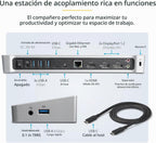 StarTech Dock DisplayLink USB-C triple 4K, HDMI DP, MacBook y Windows, 60 W