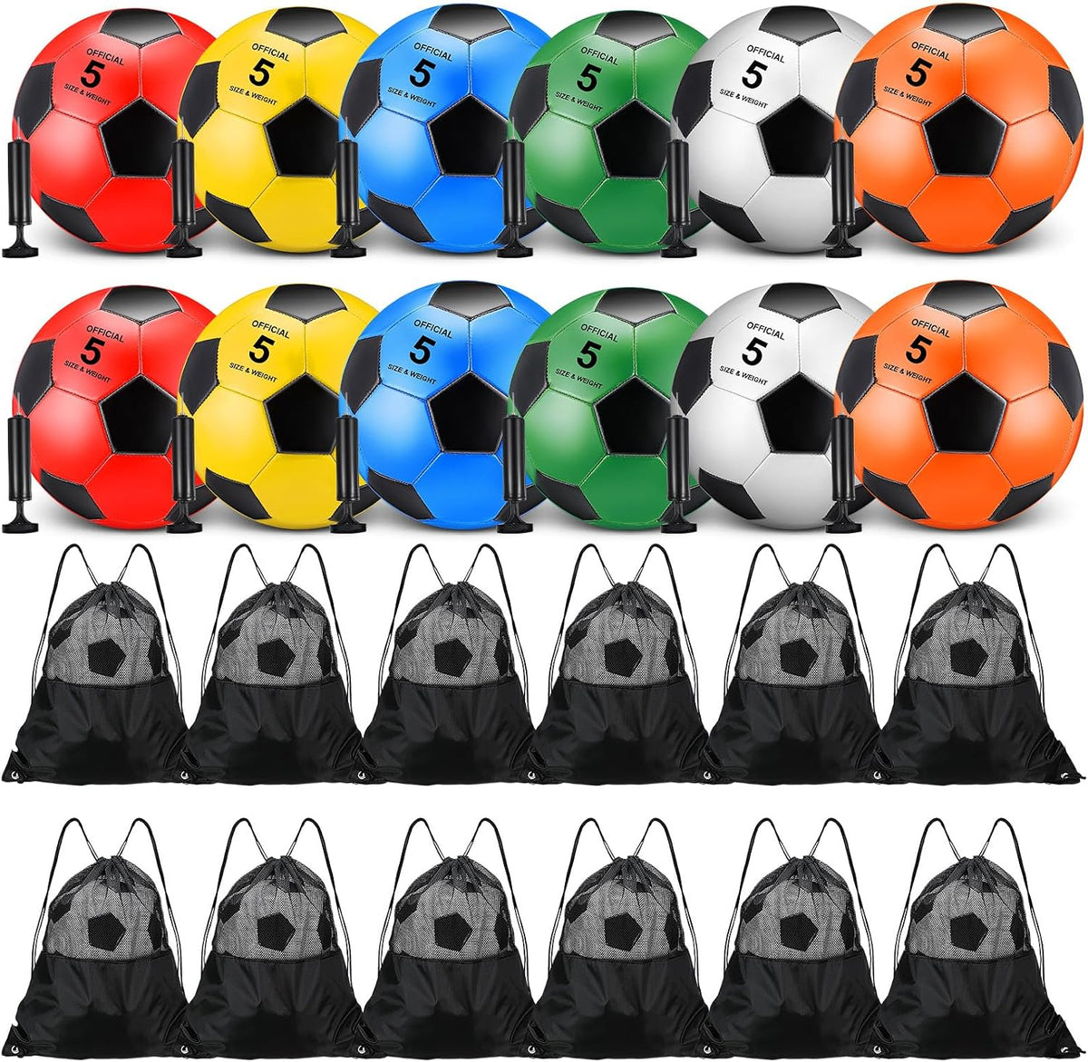 12 pelotas de fútbol desinfladas de Navidad, tamaño 5/4 a granel con bolsa de cordón para fútbol oficial, deporte, cristiano, donación, regalo de Navidad
