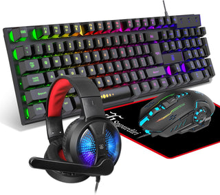 Teclado y mouse para juegos auriculares alfombrilla de