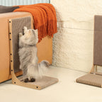 Zakkart Paquete de 2 tablas rascadoras para gatos, cartón de 25.6 pulgadas de alto, en forma de L, rascador vertical para gatos de interior, poste rascador para gatos para pared y sofá, tamaño grande
