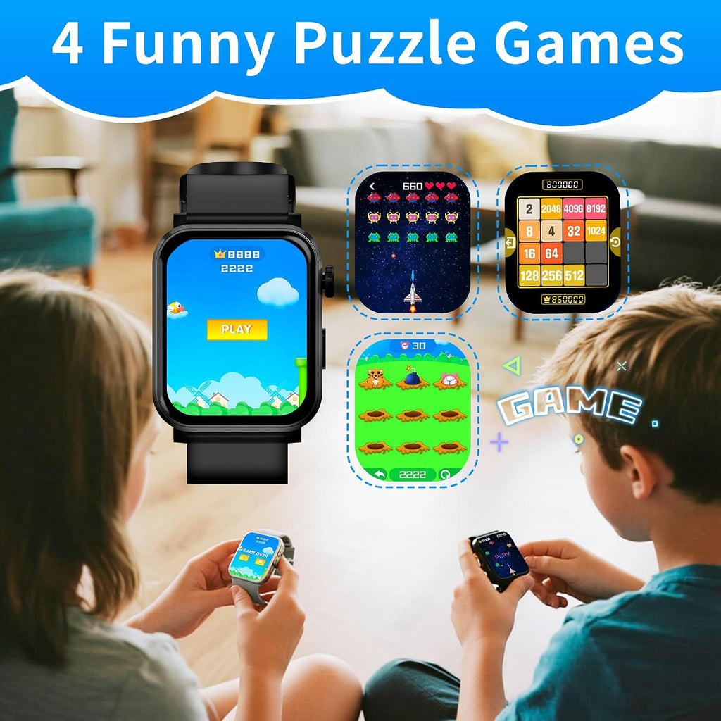 Reloj inteligente para niños y niñas, reloj HD de 1.83 pulgadas con función de llamada, juegos, podómetro, frecuencia cardíaca, SpO2, monitor de sueño y estrés, más de 120 modos deportivos