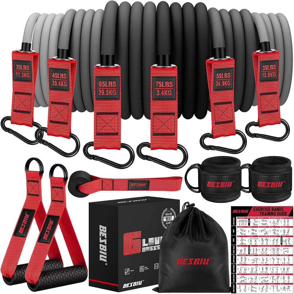 Bandas de Resistencia Pesada para Entrenamiento, 300lbs/360lb/420lb Bands de Ejercicio con Asas, Ancla de Puerta, Correas para Tobillos, Equipo de Gimnasio en Casa para Fortalecimiento Masculino, Entrenamiento de Fuerza y Estiramiento