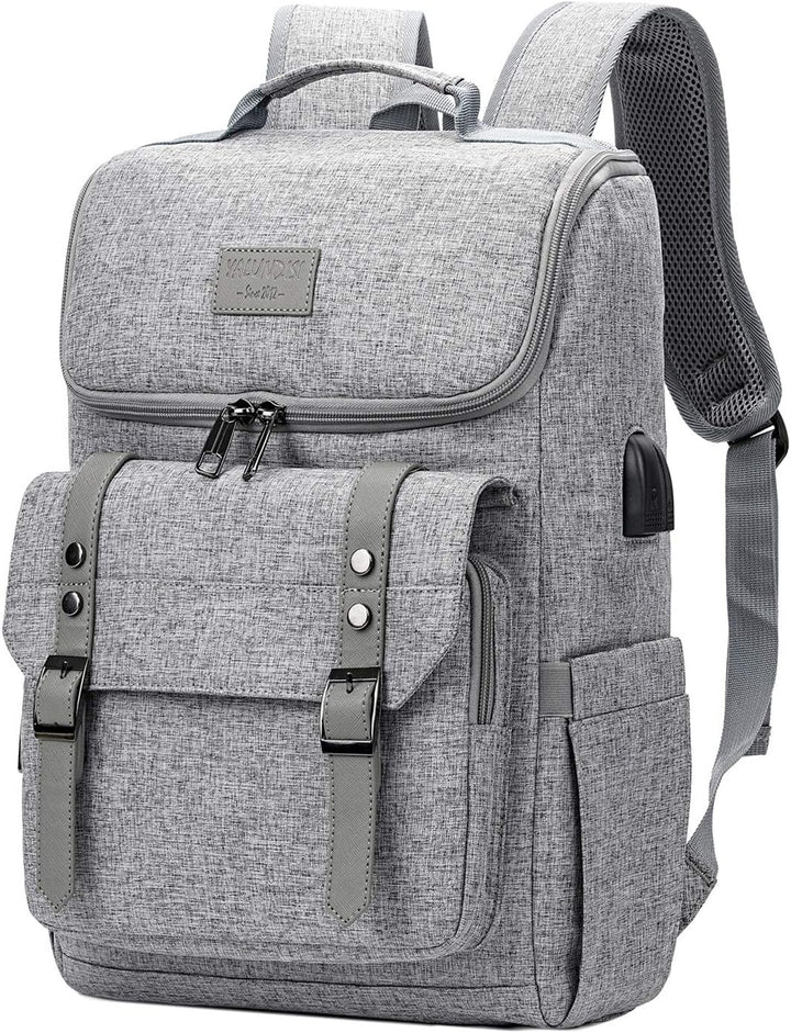 Mochila vintage de viaje para laptop con puerto de carga USB para m...