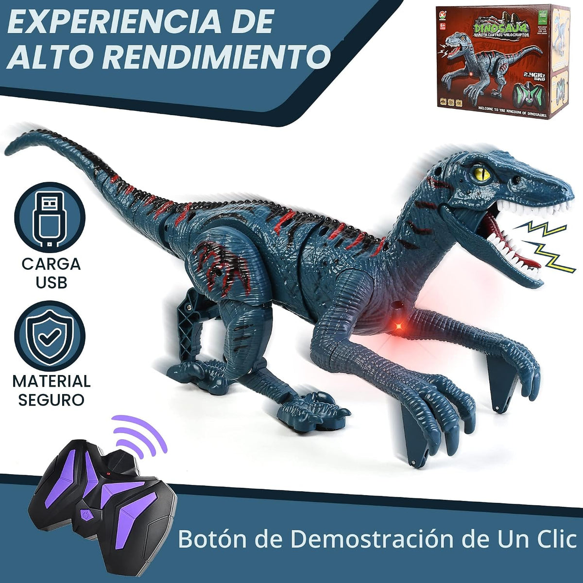 Juguetes de dinosaurio con control remoto para niños, juguete velociraptor